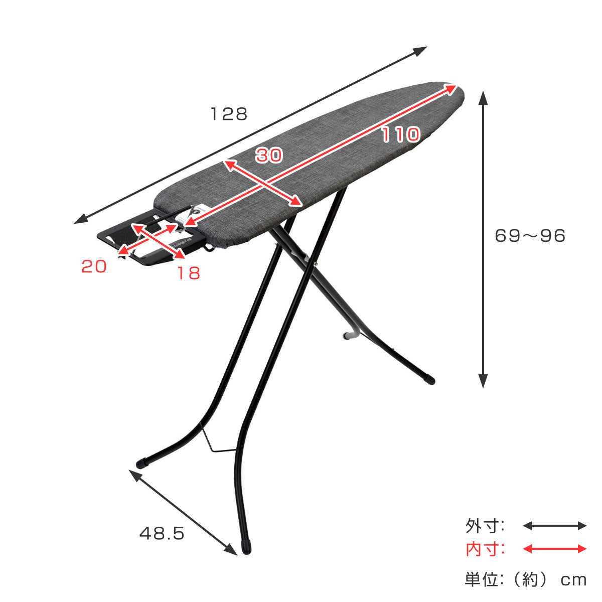 brabantia アイロン台 コンパクト デニムブラック