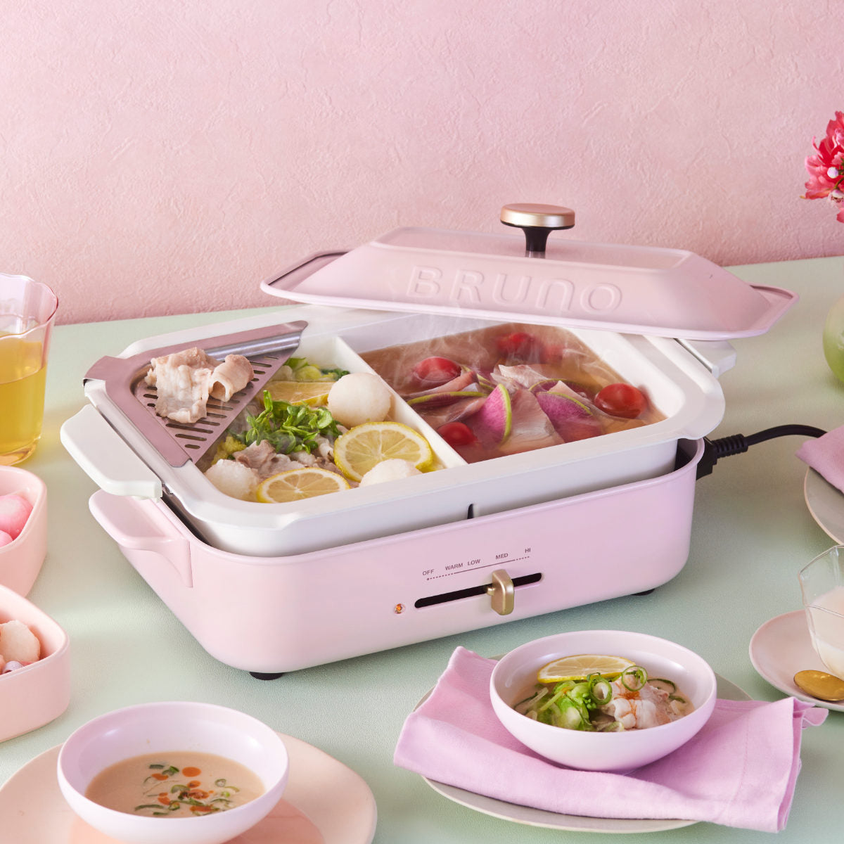 BRUNO コンパクトホットプレート 限定カラー たこ焼きプレート付き 蓋付き