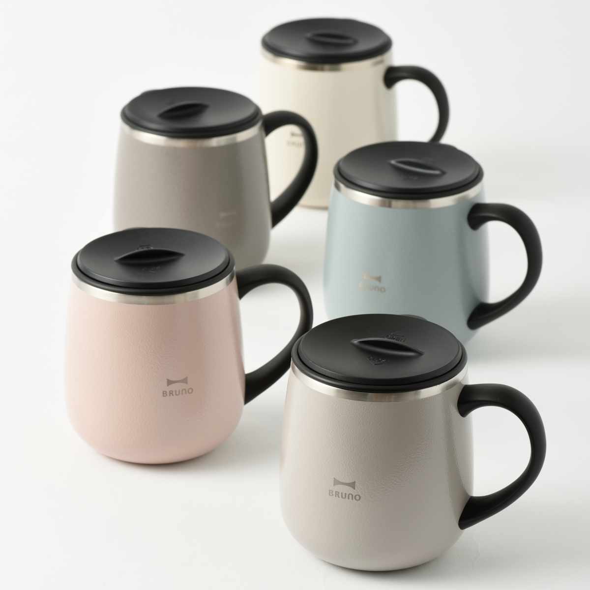 BRUNO マグカップ 320ml 蓋つきステンレスマグ short