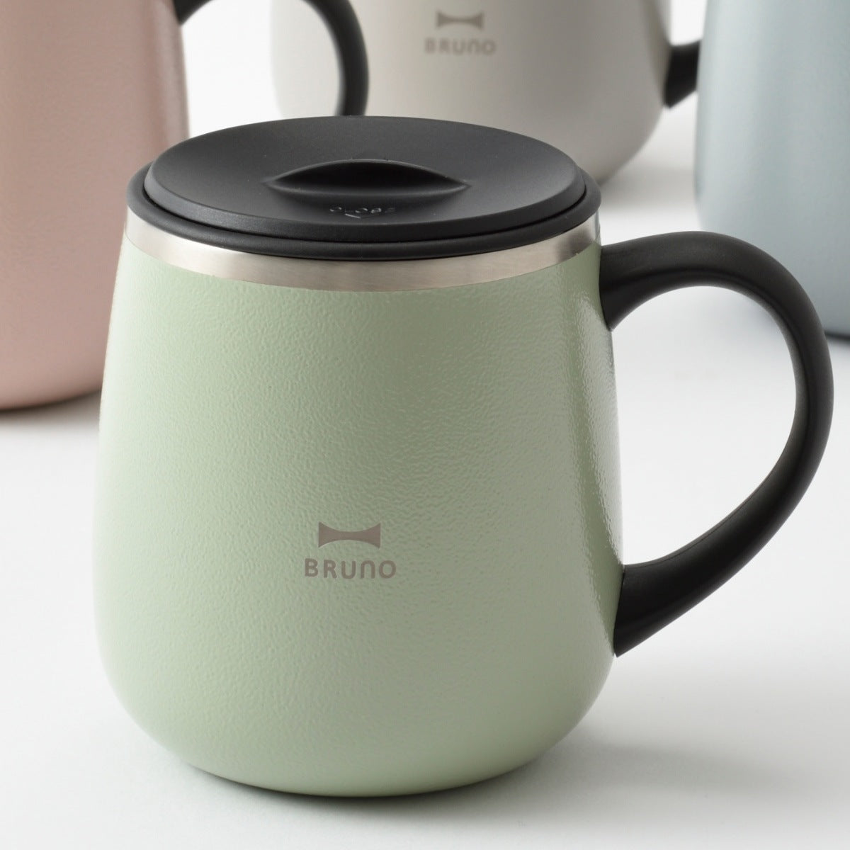 BRUNO マグカップ 320ml 蓋つきステンレスマグ short