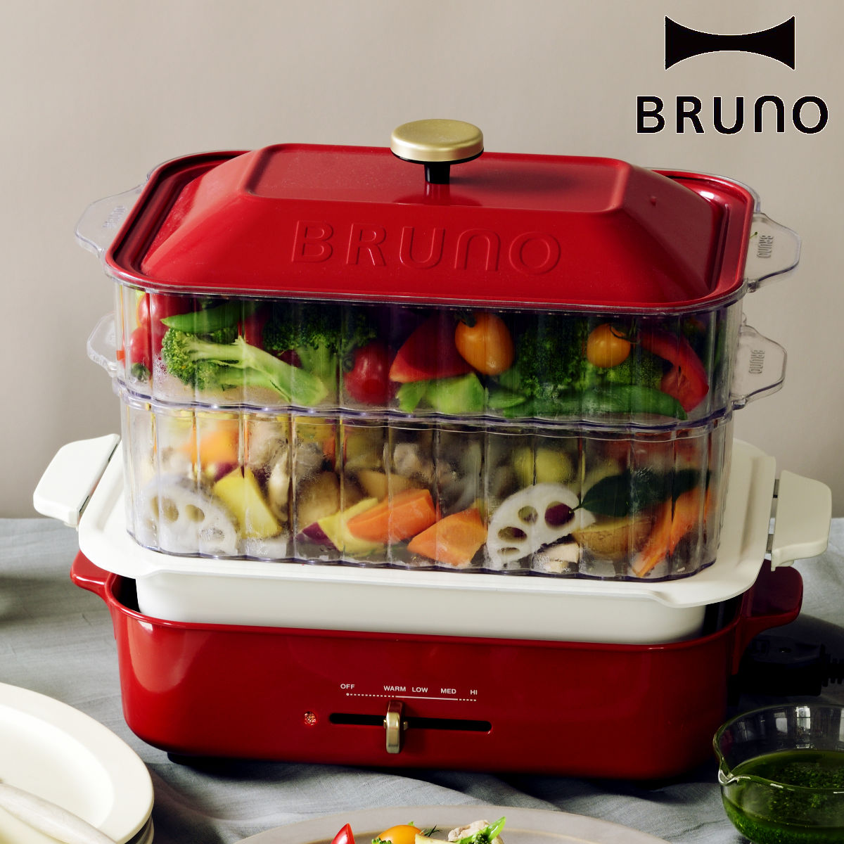 BRUNO 蒸し器 2段 コンパクトホットプレート用 スチーマー
