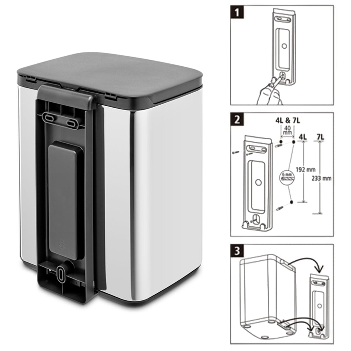 brabantia ゴミ箱 7L オープン式 Bo Waste Bin ブリリアントスチール