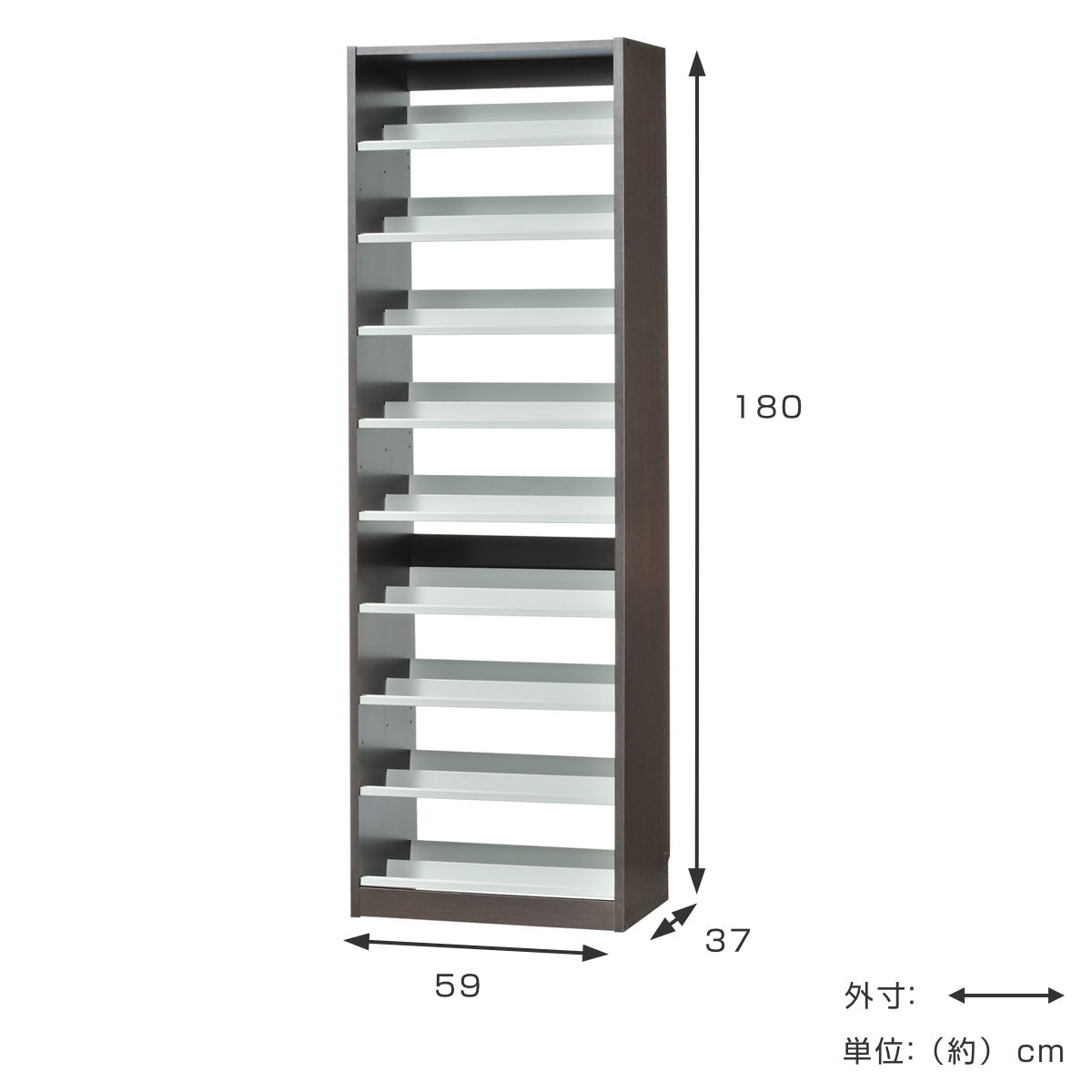 CDラック 幅59cm 9段 2列収納 奥深タイプ