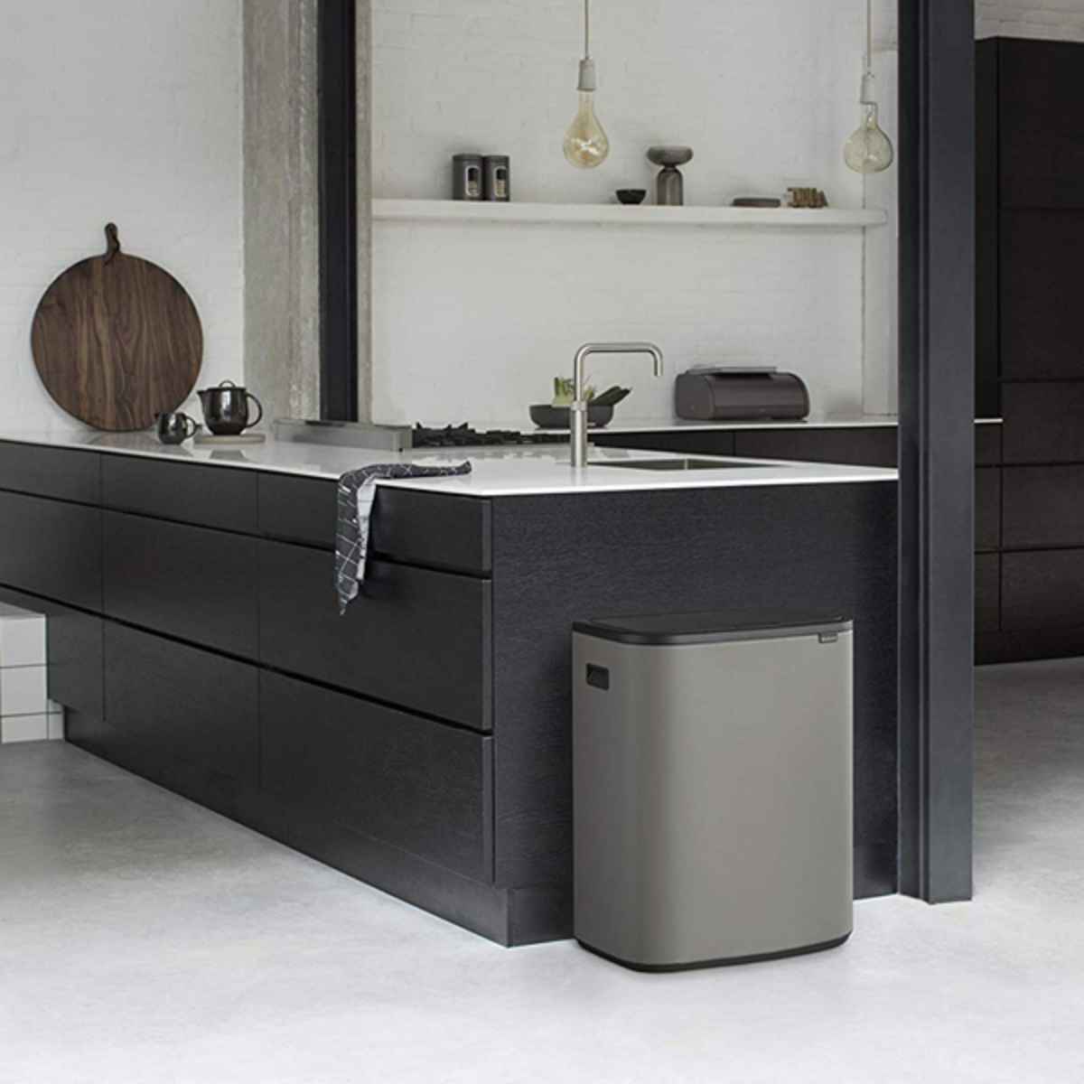 brabantia ブラバンシア ゴミ箱 BO タッチビン 60L ふた付き ミネラルコンクリートグレー