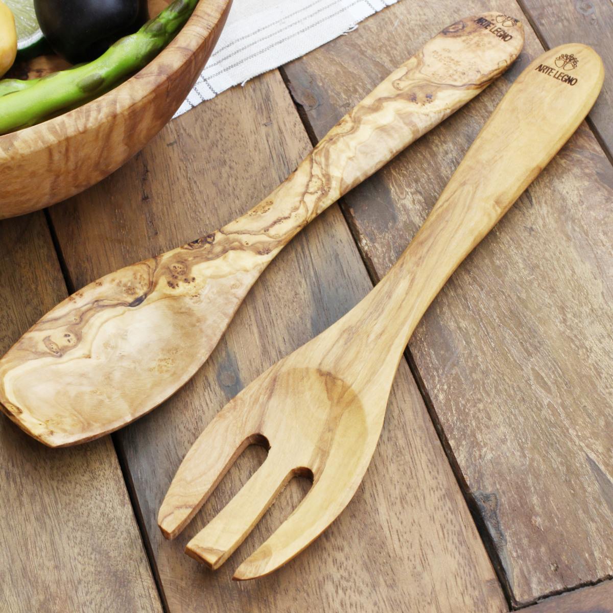 Arte Legno サラダサーバー 28cm オリーブウッド 天然木