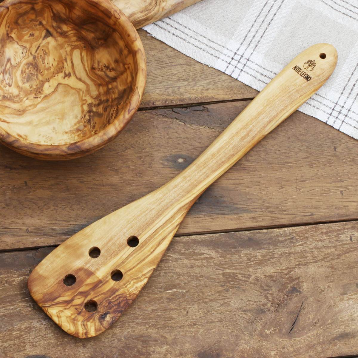 Arte Legno 穴あきターナー 31cm オリーブウッド 天然木
