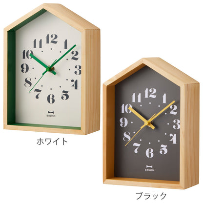 BRUNO 置掛両用時計 ウッドハウスクロック 連続秒針