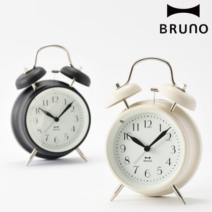 BRUNO 置き時計 モノクロツインベルクロック アラーム ベル