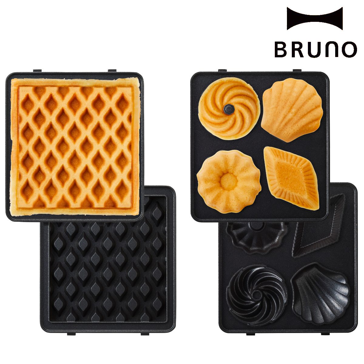 BRUNO グリルサンドメーカー シングル用プレート ワッフルプレート ミニケーキプレート