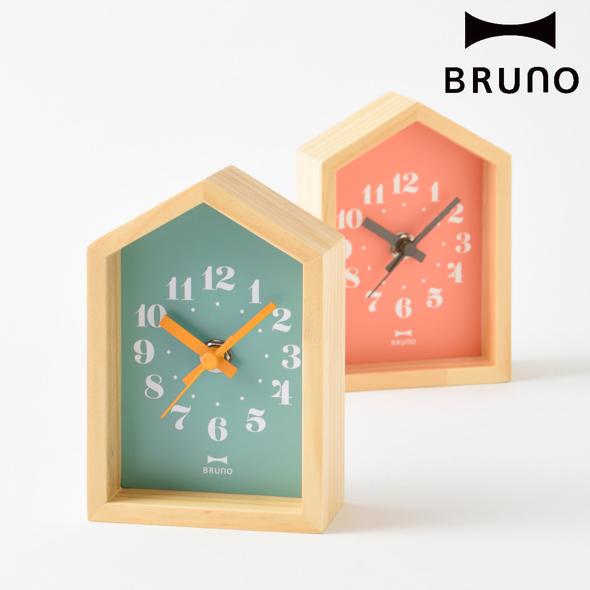 BRUNO 置き時計 ミニウッドハウスクロック 連続秒針