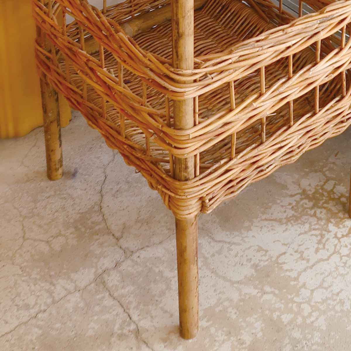 AROROG 2段バスケット ランドリーバスケット 高さ62cm ラタン
