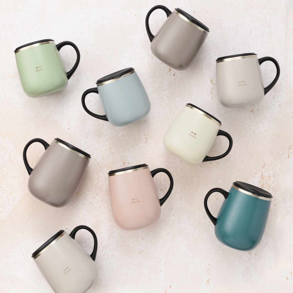 BRUNO マグカップ 320ml 蓋つきステンレスマグ short