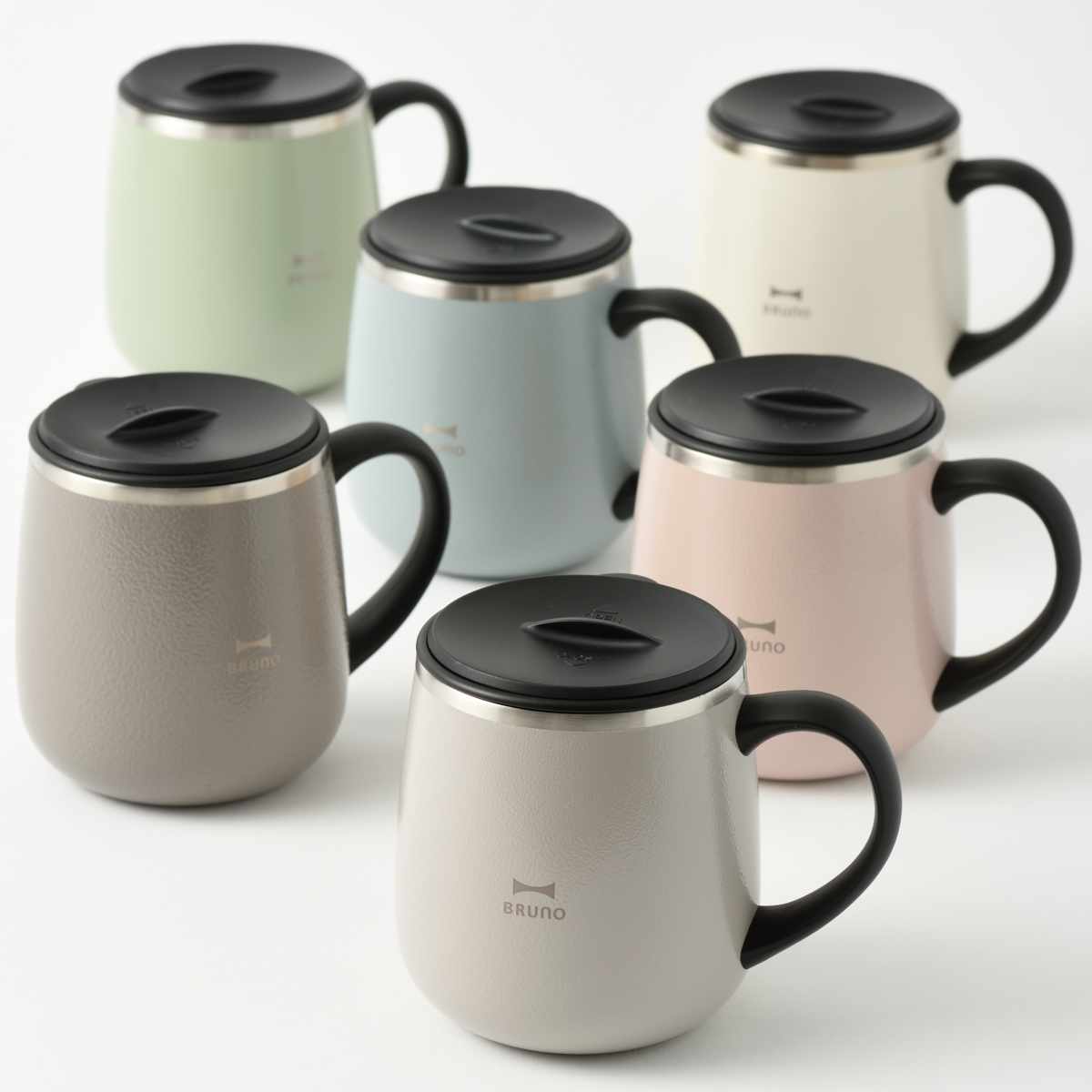 BRUNO マグカップ 320ml 蓋つきステンレスマグ short