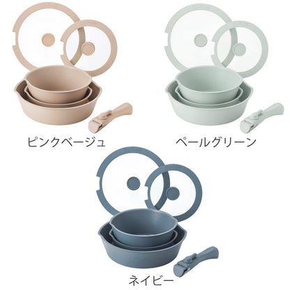 BRUNO フライパン 6点セット IH対応 着脱ハンドル式 蓋付き セラミックコート