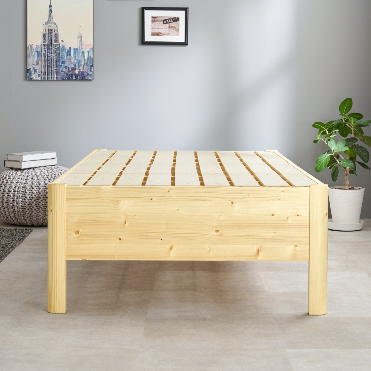 3分組立ベッド シングル ステージタイプ 高耐荷重 工具不要 天然木