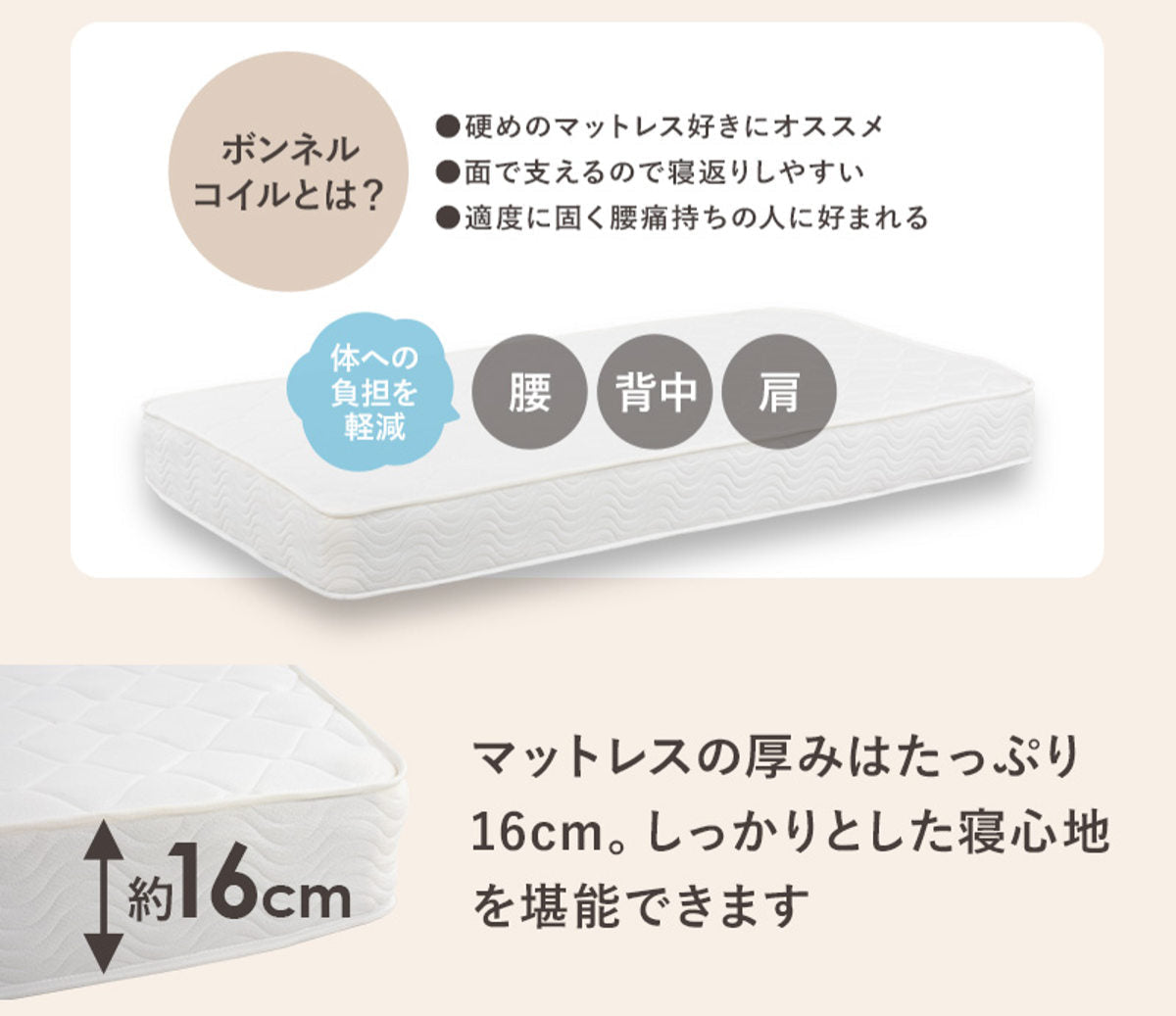3分組立ベッド セミダブル ボンネルコイルマットレスセット 宮棚 2口コンセント付 工具不要 天然木