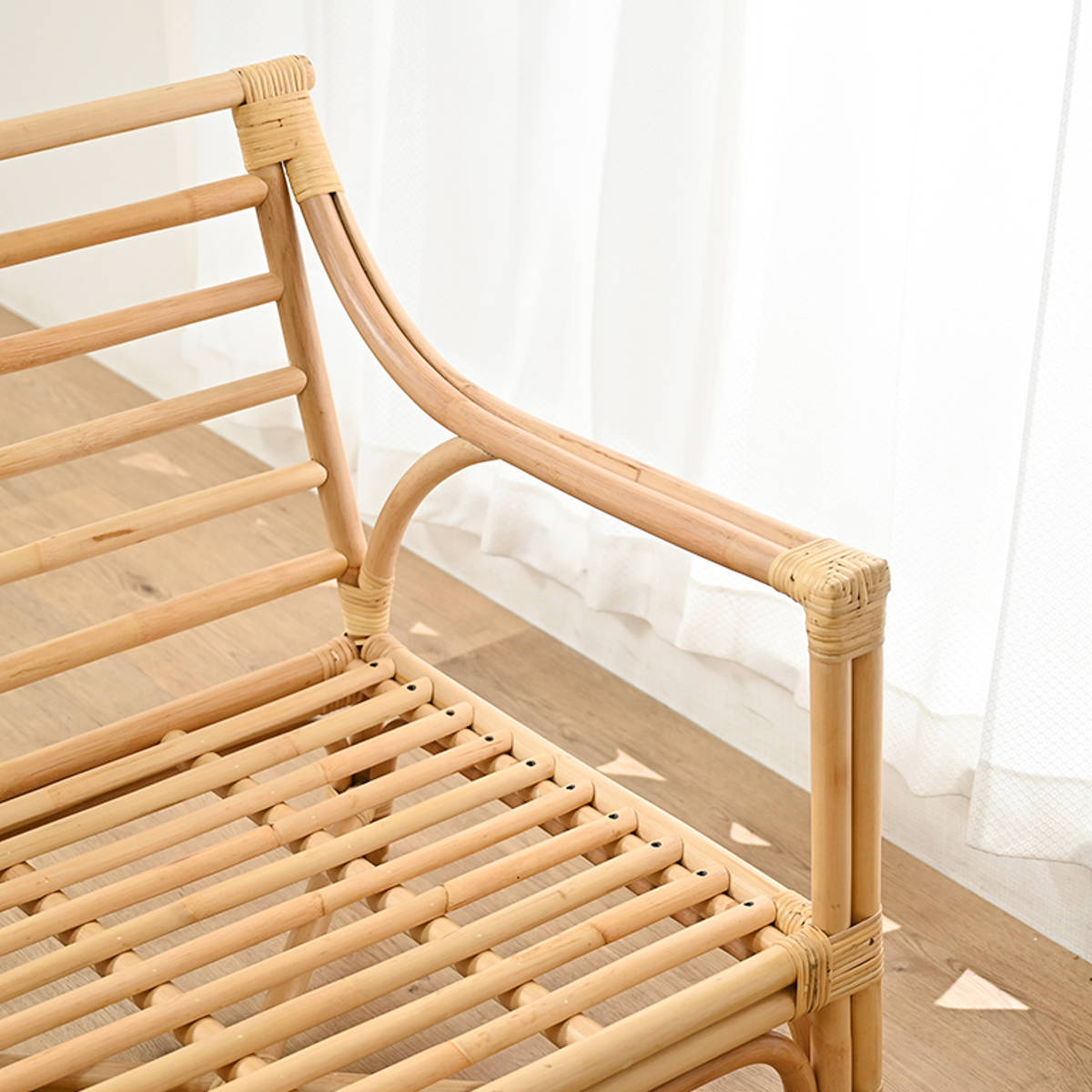 2人掛けソファ ラタン 座面高40cm クッション付 Breeze