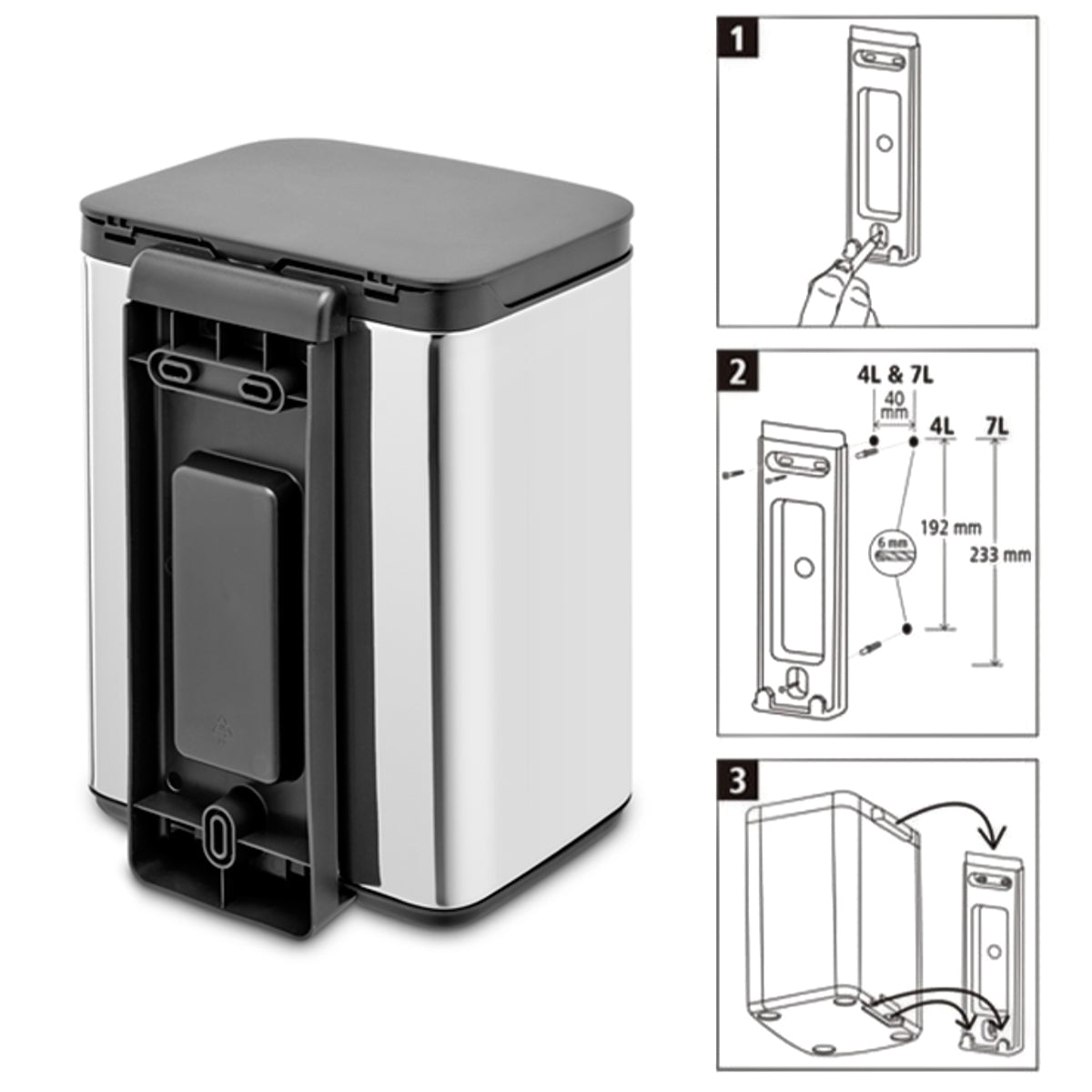 brabantia ゴミ箱 4L オープン式 Bo Waste Bin ブリリアントスチール