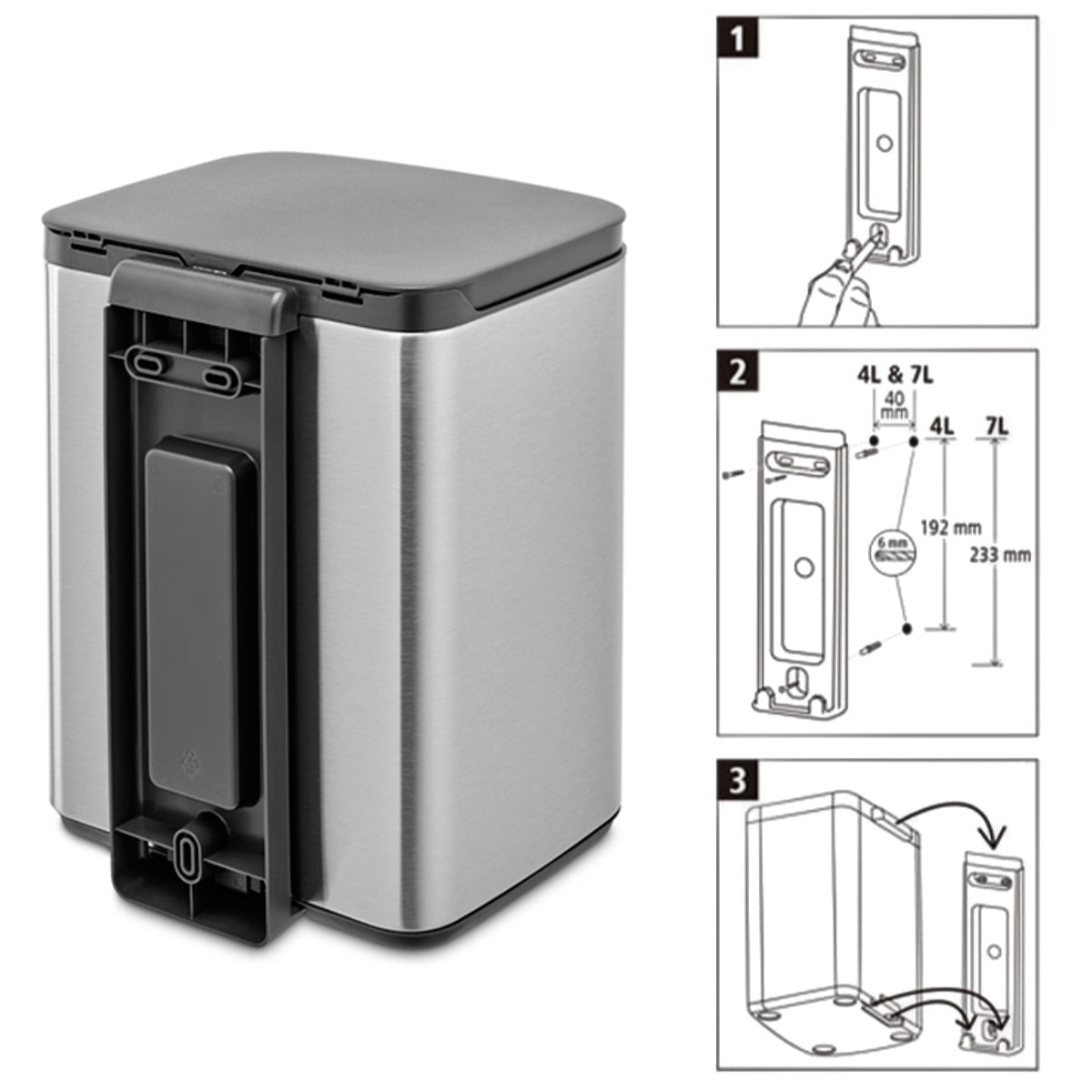 brabantia ゴミ箱 7L オープン式 Bo Waste Bin FPPマット