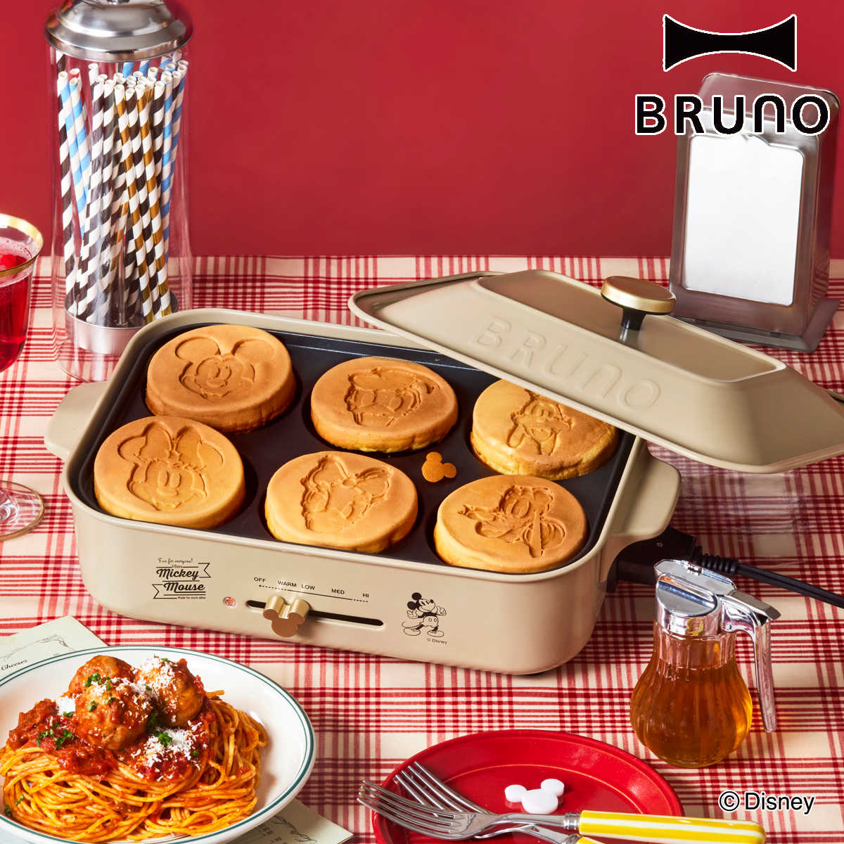 BRUNO コンパクトホットプレート DISNEY たこ焼きプレート付き 蓋付き