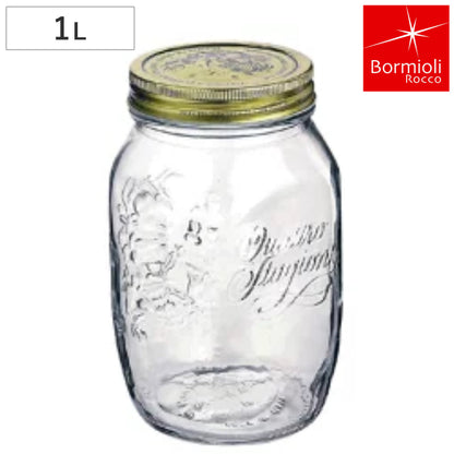 Bormioli Rocco ボルミオリ・ロッコ クアトロスタッジオーニ ジャム瓶 メタルキャップジャー 1000ml ガラス製